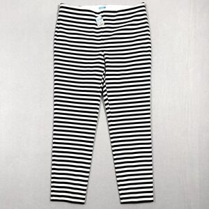 J McLaughlin Pants Women 14 Madera Side Zip Narrow Leg Navy Off White Stripe NWT